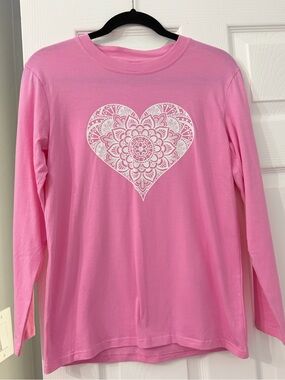 Pink Heart Print sweater Size Small